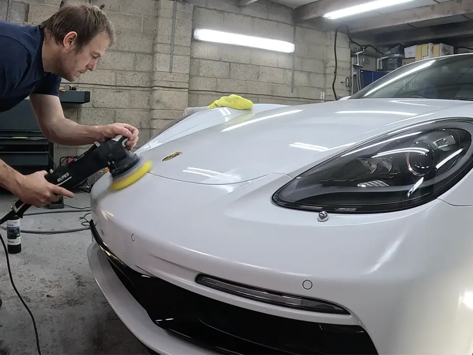 paintwork on white car front site